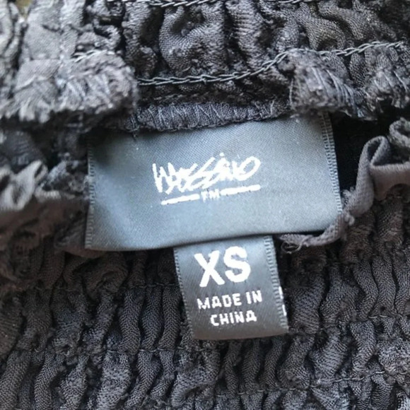 Mossimo Mock Neck Sheer Chevron Long Sleeve Black Blouse XS - Picture 6 of 6